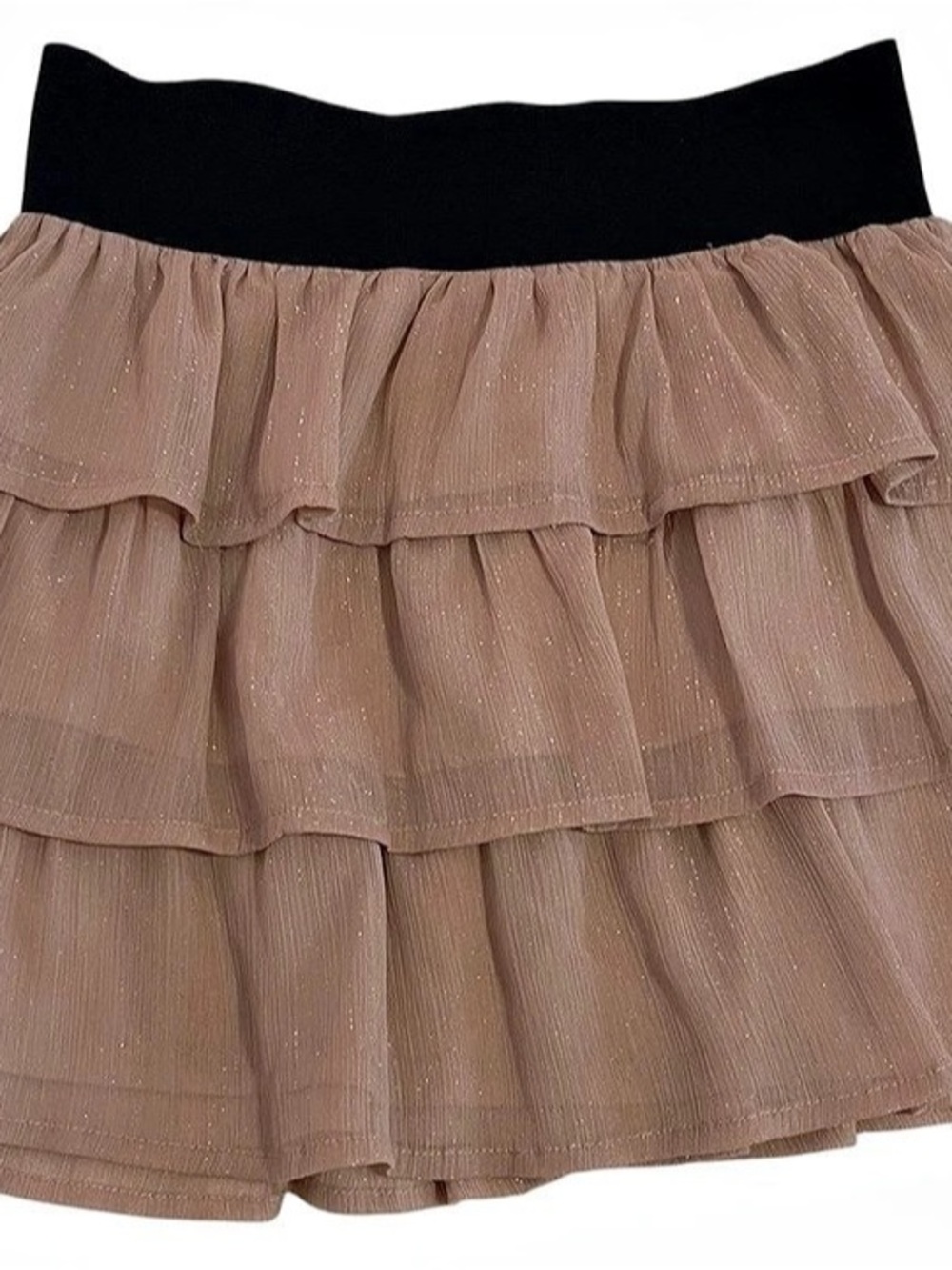 Charlotte Russe Small Blush Pink Glitter Tiered Ruffle Mini Skirt
